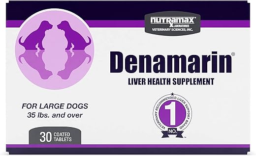 Nutramax Laboratories - Nutramax Denamarin – Suplemento para Saúde do Fígado de Cães Grandes – Com S-Adenosilmetionina (SAMe) e Silibina, 30 Unidades (Embalagem de 1)