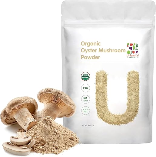 UNLEASH'D ORGANIC - UNLEASH’D ORGANIC: Pó de Cogumelo Ostra Orgânico 454g 100% Natural Alimento Verde que Fortalece a Imunidade e a Saúde Geral