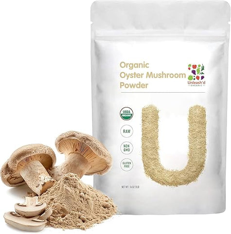 UNLEASH'D ORGANIC - UNLEASH’D ORGANIC: Pó de Cogumelo Ostra Orgânico 454g 100% Natural Alimento Verde que Fortalece a Imunidade e a Saúde Geral