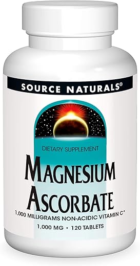 Magnesium Ascorbate – Vitamina C Suave e Não Ácida, 1000mg – 120 Comprimidos - Source Naturals