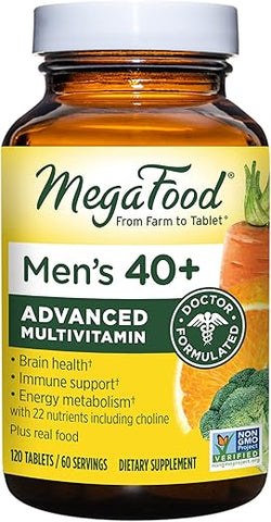 Men’s 40 Advanced Multivitamin – Fórmula do Dr. – Colina, Vitamina B, Vitamina C, Vitamina D, Zinco – 60 cápsulas - MegaFood