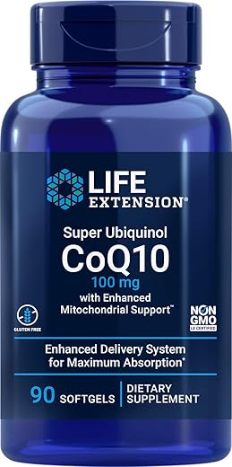 COQ10 Super Ubiquinol 100mg – Suporte Mitocondrial Aprimorado, 90 Softgels - Life Extension