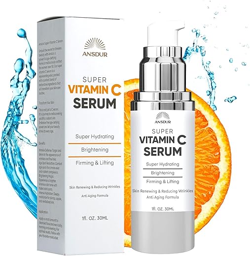 ANSDUR - Super Serum Vitamina C para Mulheres acima de 70 anos: Ácido Hialurônico para o Rosto, Removedor de Manchas Escuras e Redutor de Rugas – Efeito Lifting, Suavização, Hidratação – Cuidados com a Pele em um só produto