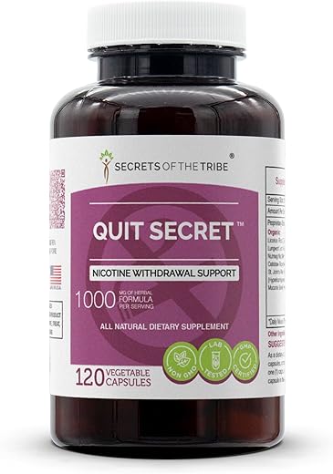 Secrets of the Tribe - Segredos da Tribo – Quit Secret, Suporte para Abandono de Nicotina, Mistura de Suplementos Herbais (120 Cápsulas)