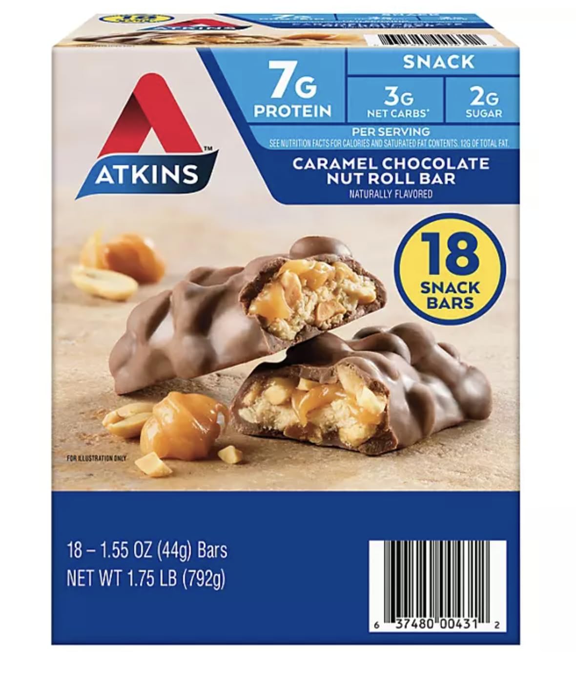 Valpa Products - Atkins Pack Variedade de Estilo de Vida Equilibrado, Barras de Refeição Barras de Lanche Delícias Endulge (15 un.) (Caramelo Chocolate)
