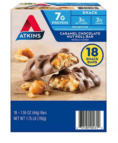 Valpa Products - Atkins Pack Variedade de Estilo de Vida Equilibrado, Barras de Refeição Barras de Lanche Delícias Endulge (15 un.) (Caramelo Chocolate)