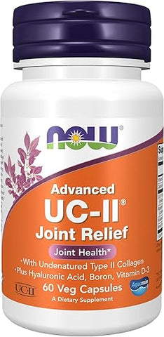 UC-II Advanced Joint Relief com Colágeno Tipo II Não Desnaturado, Ácido Hialurônico, Boro, Vitamina D-3, 60 Cápsulas Vegetais - NOW Foods