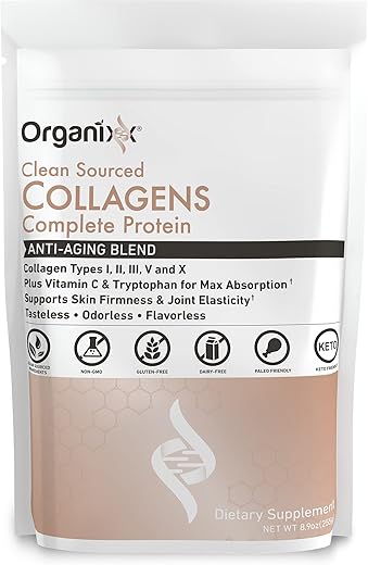 Colágeno Hidrolisado em Pó com Vitamina C, Tipos I, II, III, V, X – Cabelo, Unhas, Pele, Osso | Organixx - Organixx