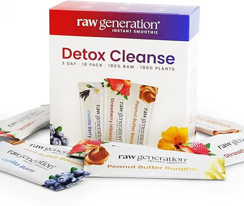 Detox Gut Cleanse Instantâneo Raw Generation | Gerenciamento de Peso Saudável | Suco Natural 100% Cru – Sem Açúcar Adicionado | Prático para Levar | Limpeza de 3 Dias com Suco | 18