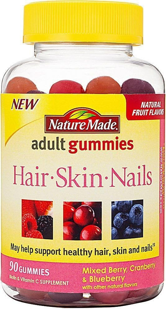 Gummies Adulto Cabelo, Pele, Unhas Sabor Frutas Vermelhas e Cranberry – 60 gummies - Nature Made