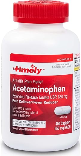 Inc,TIME-CAP LABS - TIME-CAP LABS, INC. Alívio da Dor nas Articulações – Acetaminofeno 650 MG – 400 Comprimidos – Liberação Prolongada – Comparado ao Tylenol 8 HR Arthritis Pain – Ingrediente Ativo – Alívio da Dor, Analgésico