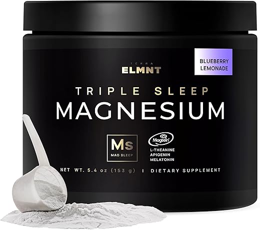 TERRA ELMNT - Pó de Magnésio L-Treonato de Magnésio Triplo Sono com Apigenina, Teanina, Melatonina – Magnésio Extra Forte para Dormir Magtein Suplemento de Magnésio de Magnésio Natural para Sono