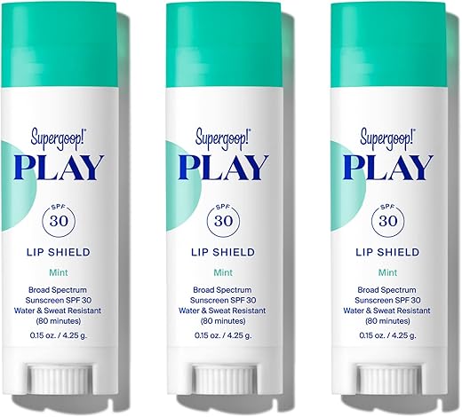 Lip Shield SPF 30 com Menta – 3 Pacotes – Bálsamo Labial Hidratante com FPS – Tratamento Hidratante para Lábios Ressecados – Ingredientes Naturais - Supergoop!