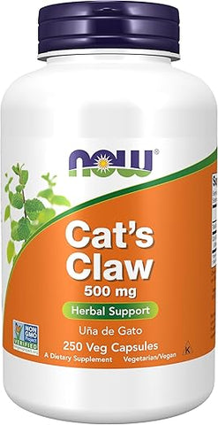 NOW Foods - NOW Supplements, Garra do Gato 500 mg, Verificado pelo Projeto Non-GMO, Suplemento Herbal, 250 Unidades (Embalagem de 1)