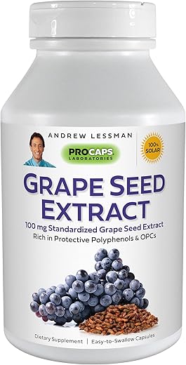 ANDREW LESSMAN - Andrew Lessman Extrato de Semente de Uva 360 Cápsulas – 100 mg Extrato Padronizado, Antioxidante, Neutraliza Radicais Livres Danosos, Suporta Circulação Saudável. Rico em Proteção