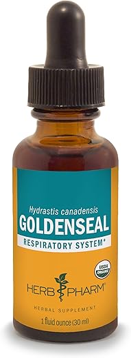 Extrato Líquido de Goldenseal Orgânico Certificado para Suporte ao Sistema Respiratório, Álcool de Cana Orgânico, 30ml - Herb Pharm