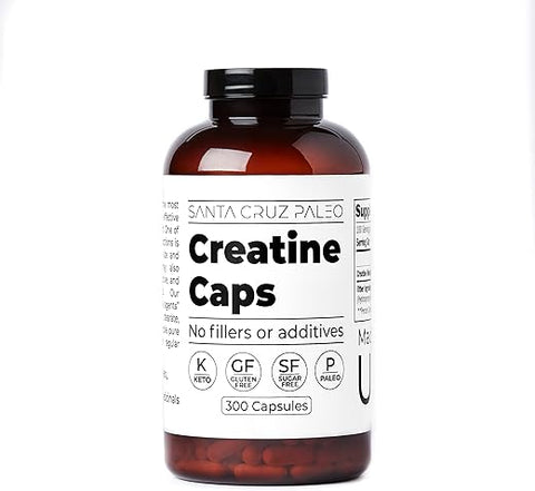 Santa Cruz Paleo - Santa Cruz Cápsulas de Creatina Paleo, Suporte ao Crescimento Muscular, Sem Glúten, Keto, Sem Açúcar, Paleo, Sem Preenchedores ou Aditivos, Comprimidos de Monoidrato de Creatina 2500mg por Porção, 100