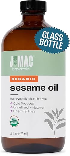 Óleo de Gergelim Orgânico, Frasco de Vidro – 100ml - J MAC BOTANICALS