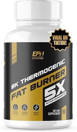 EPN Supplements - Queimador de Gordura Termogênico 8K 5X | Novo Suplemento para Perda de Peso #1 para Reduzir Gordura, Suprimir Apetite, Acelerar Metabolismo, Aumentar Energia c/ Cetona de Framboesa, Garcinia Cambogia, Chá Verde – Marca 8K