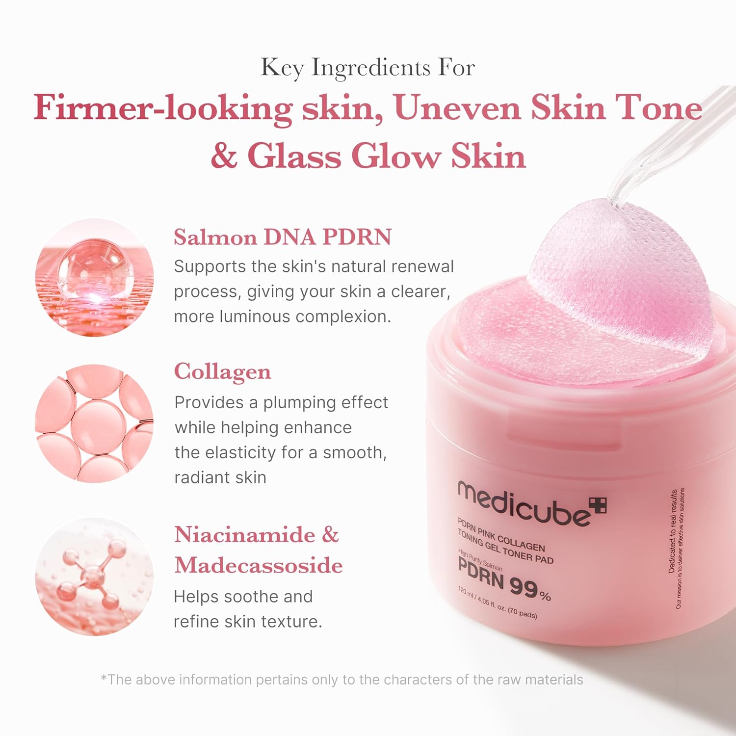 medicube Toner Pads Salmon DNA PDRN Pink Collagen Jelly Pad | Korean Gel Toner Pad | Niacinamide, Madecassoside, Retinol | Soothing, Radiance, Uneven Skin Tone | Korean Skin Care | 70 Pads (1 Pack)