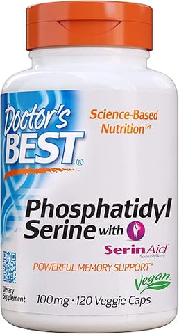 Doctor's BEST - Doctor’s Best Phosphatidyl Serine 100 – 120 Cápsulas | Potência Cognitiva | Memória e Concentração | 100% Natural
