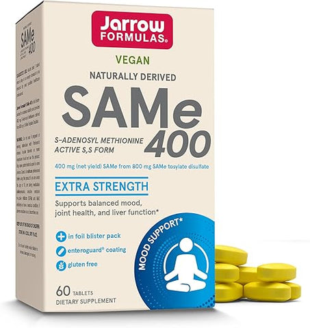 SAMe 400 mg: Suporte para Articulações, Função Hepática e Metabolismo Cerebral – 60 Comprimidos (Até 60 Dias de Suprimento) - Jarrow Formulas
