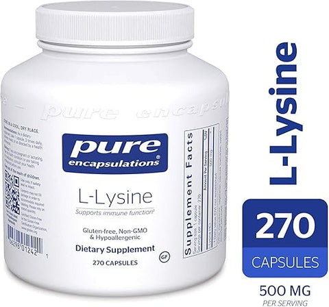 L-Lysine 270c – Aminoácido Essencial para Saúde e Bem-Estar | 270 Cápsulas | Marca Pure Encapsulations - Pure Encapsulations