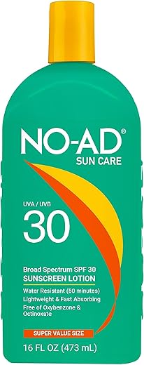 Protetor Solar NO-AD FPS 30 | Proteção UVA/UVB de Amplo Espectro | Resistente à Água | Octinoxate | 120 ml