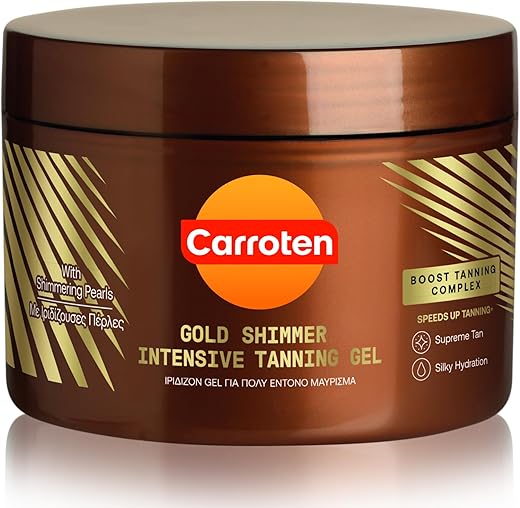 Gold Shimmer Gel Bronzeador Intensivo SPF0 150 ml / 5 oz – Proteção Solar e Brilho Dourado - Carroten