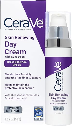 Creme Facial Anti-Idade FPS 30 | Creme Retinol Anti-Rugas com Ácido Hialurônico e Ceramidas | 50g - CeraVe