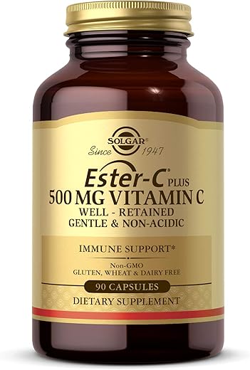 SOLGAR - Solgar Ester-C Plus 500 mg Vitamina C com Bioflavonoides Cítricos – 90 Cápsulas – Suave