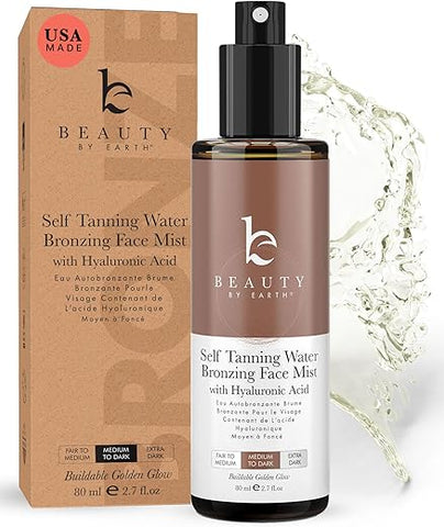 Spray Facial Bronzeador – Autobronzeador Facial em Spray – Bronzeado Falso Médio a Escuro – Spray Autobronzeador Facial – Spray Bronzeador Facial – Spray de Água Bronzeadora – Mist Facial Bronzeador - Beauty by Earth