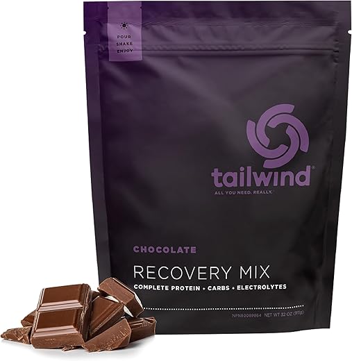 Recovery Mix: Pó de Bebida de Chocolate com Proteína Completa, Carboidratos e Eletrólitos para Pós-Treino, Sem Glúten, Soja e Laticínios, Vegano, 15 Porções - Tailwind Nutrition