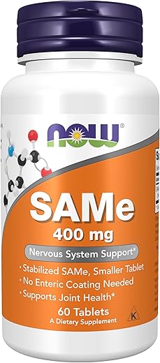 Suplementos, SAMe (S-Adenosil-L-Metionina) 400 mg, Suporte para o Sistema Nervoso*, 60 Comprimidos - NOW Foods