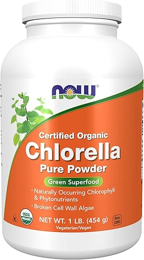 Suplementos, Pó de Clorela Orgânica com Clorofila natural, Beta-Caroteno, Carotenoides mistos, Vitamina C, Ferro e Proteína, 454g - NOW Foods