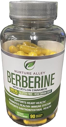 NURTURE ALLEY - Berberine Complex – 1200mg de Berberina HCL + 200mg de Canela Ceylon Orgânica – 90 Cápsulas – Suporte ao Metabolismo, Sistema Imunológico – Suplemento de Berberina HCI