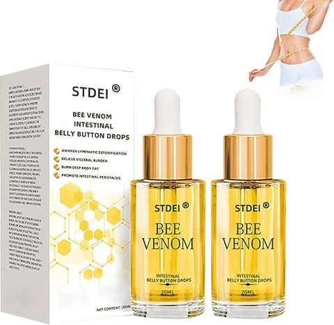dooeka - STDEI Bee Venom Detox Intestinal – Gotas para o Umbigo – Extratos Naturais Puros – Todos os Gêneros e Idades (2 Frascos)