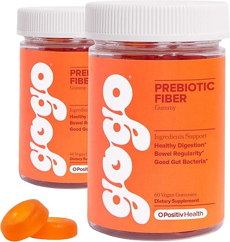 O Positiv - GOGO Fiber Gummies para Adultos, 60 Unidades (Pacote com 2) – Suplemento de Fibra de Raiz de Chicória Inulina – Goma Diária de Fibra para Saúde Digestiva – Não-OGM, Vegano