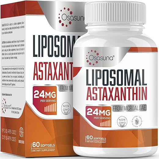 Osasuna - Astaxantina Lipossomal 24 MG, Absorção Máxima, Antioxidante Mais Potente Que VIT C, Não-OGM