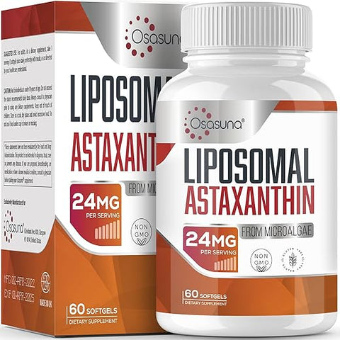 Osasuna - Astaxantina Lipossomal 24 MG, Absorção Máxima, Antioxidante Mais Potente Que VIT C, Não-OGM