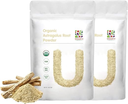 UNLEASH'D ORGANIC - UNLEASH’D ORGANIC: Astragalus em Pó Orgânico 2-Pack 100% Puro e Orgânico – Superfood Verde Promove Bem-Estar Geral