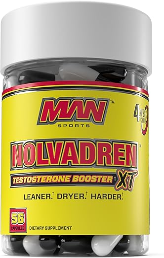 Sportsman - MAN Sports Nolvadren XT – Impulsionador Avançado de Testosterona para Homens – Suplemento para Construção Muscular – Suporte Natural aos Níveis de Testosterona Livre – 56 Cápsulas