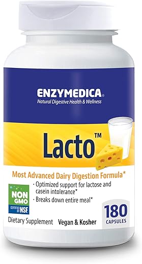 Lacto: Enzimas Digestivas para Digestão Completa de Laticínios, Combate Gases Rapidamente - Enzymedica