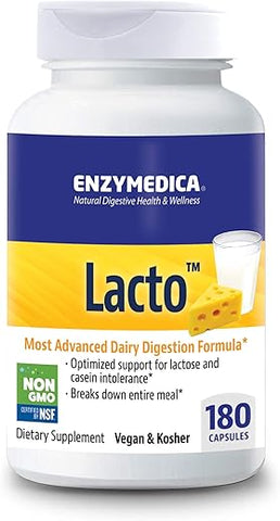 Lacto: Enzimas Digestivas para Digestão Completa de Laticínios, Combate Gases Rapidamente - Enzymedica