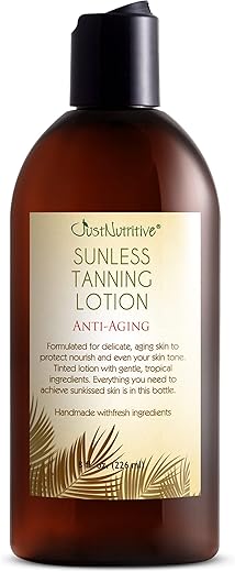 Loção Autobronzeadora Sem Sol | Autobronzeador Anti-Envelhecimento | Bronzeamento Corporal | Efeito Bronzeado Radiante | Loção Bronzeadora para Todos os Tipos de Pele | Just Nutritive | 240 ml