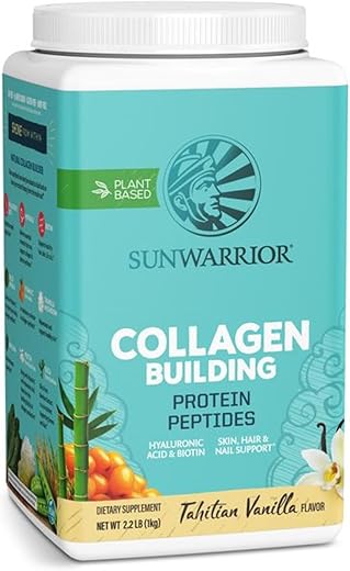 Colágeno em Pó para Construção | Proteína Vegana à Base de Plantas para Mulheres | Ácido Hialurônico, Biotina, Sílica, Vitamina C para Cabelo e Pele - Sunwarrior