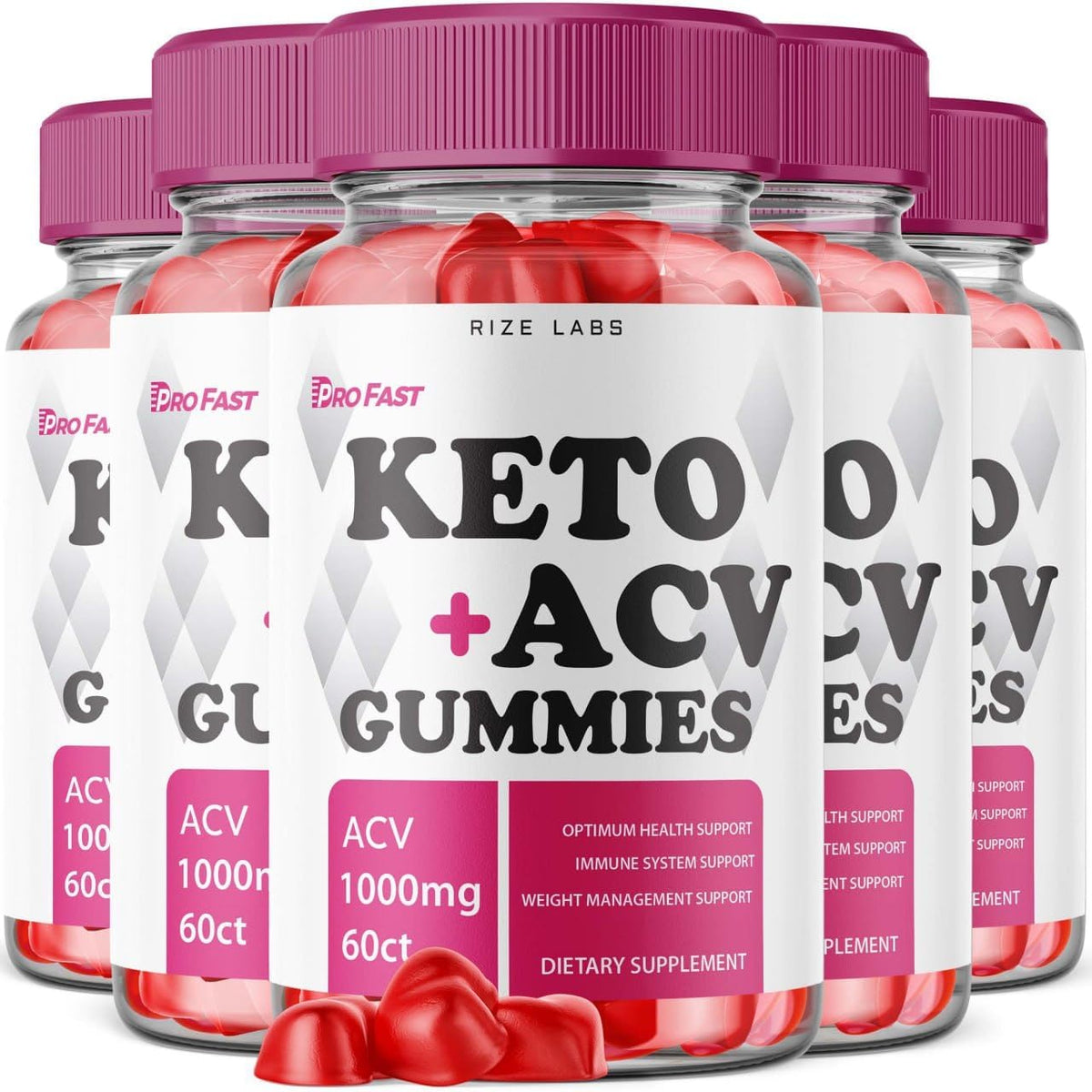 rize labs - (5 Pacotes) Gomas ProFast Keto – Pro Fast Keto ACV Gummies Avançado para Perda de Peso – Gomas Pro Fast Keto com Vinagre de Maçã – Forte contra Gordura Abdominal (300 Gomas)