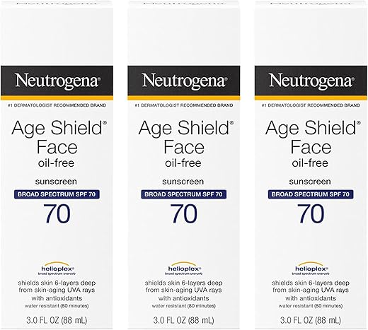 Protetor Solar Neutrogena Age Shield FPS 70, Livre de Óleo, Hidratante Não Comedogênico para Prevenir Sinais de Envelhecimento, 90 ml (Pack…)