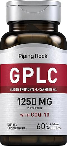 GPLC Glycine Propionyl-L-Carnitine | 1250mg | 60 Cápsulas | CoQ10 | Suplemento Livre de GMO e Glúten - Piping Rock