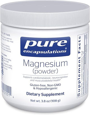 Magnésio (Pó) | Suporte para Função Cardiovascular, Função Muscular e Calmante | 3,7 Onças (104 g) - Pure Encapsulations